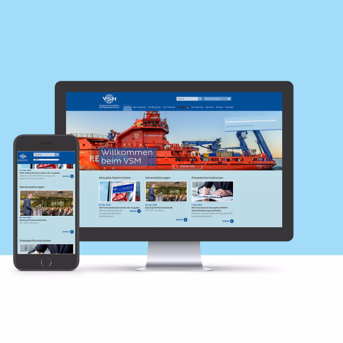 Verband für Schiffbau & Meerestechnik – Website, Magazin